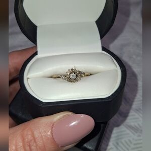 14k Tiffany & Co Gold and Silver Diamond Halo Ring